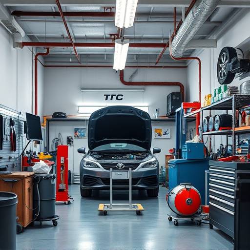 A clean and organized AutoPro Mechanics service bay with tools and equipment ready for car maintenance.