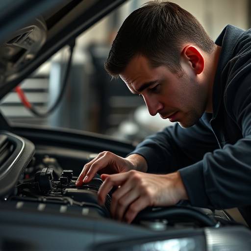 Close-up of a technician working on a car engine at AutoPro Mechanics in Seattle.